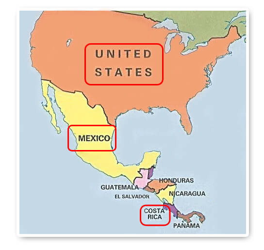 Picture of the Costa Rica map